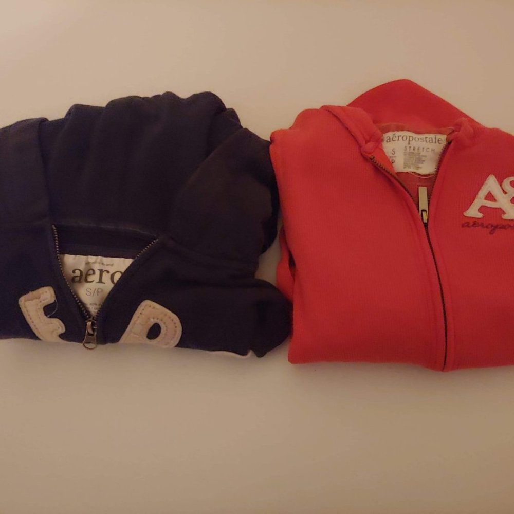 Two Aeropostale light weight zip up hoodies